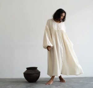 Farah Muslin Keten Fabric Dress -2