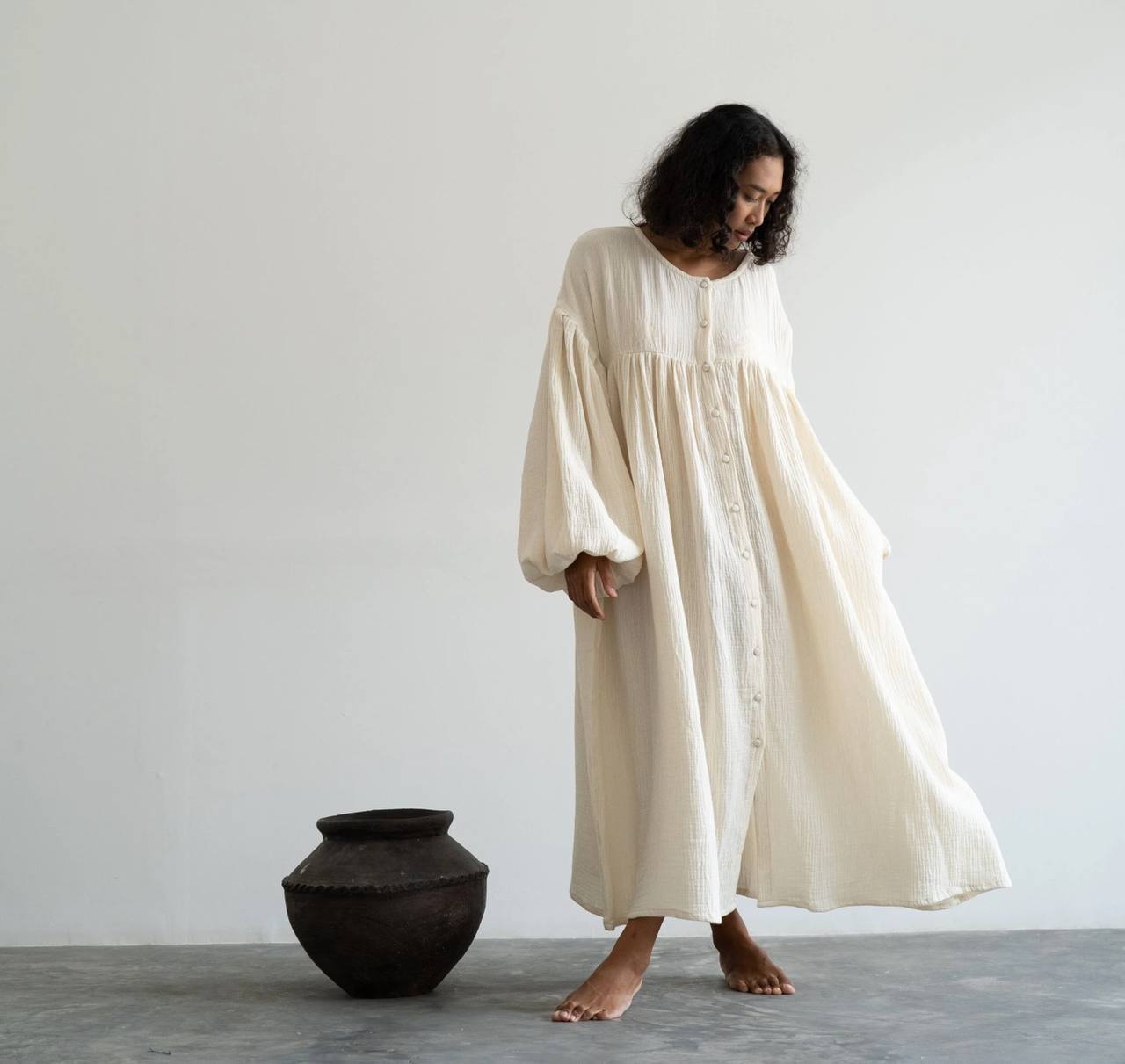 Farah Muslin Keten Fabric Dress -2